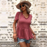 Candid Cotton Peplum Top - Rust Ins Street